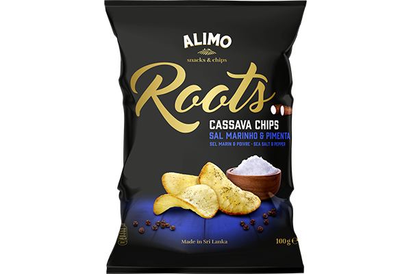 Alimo Roots Cassava Chips Sal Marinho & Pimenta